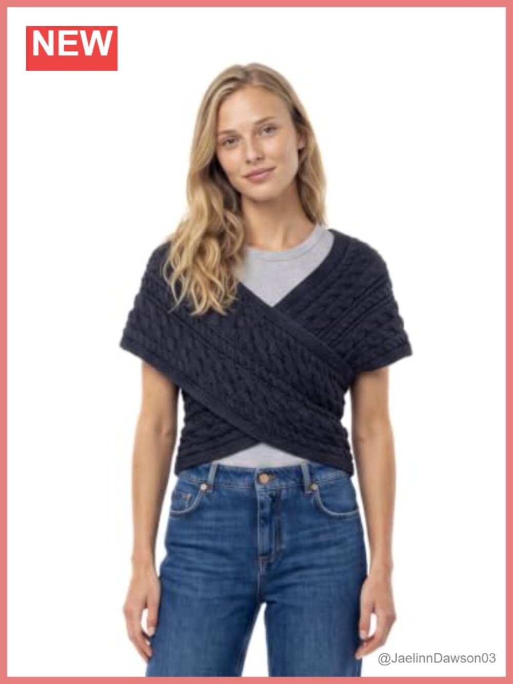 100% Merino Wool Aran Cable Knit Wrap Sweater Made in Ireland